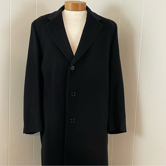 Brooks Brothers Classic Black Coat Men’s 44R Wool Cashmere Overcoat Trench - Picture 3 of 11